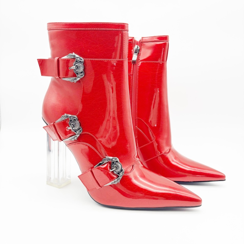 NWB‎ Joan Dominique Psyche Boots in Rouge/Red Size 9